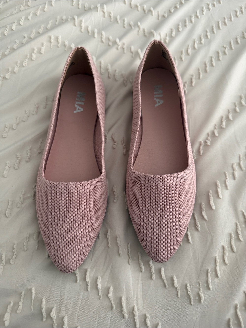 MIA Pointed Knit Ballet Flats - Dusty Pink